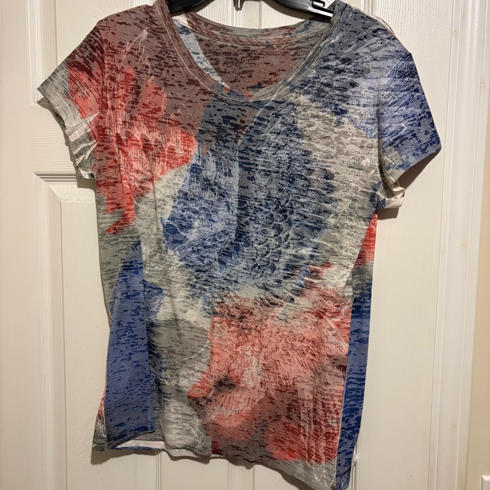 Abstract Red and Blue Short Sleeve Tee